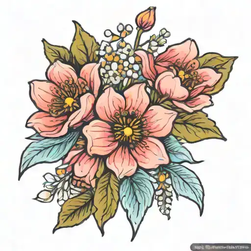 Make a small flower tattoo that includes birth flowers for January, February, March and June  tattoo design idea
