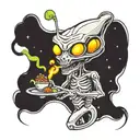 alien smoking a joint spaceship landing tattoo design idea