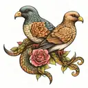 doves and a snake wrapped tattoo design idea