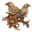 doves and a snake wrapped tattoo design idea