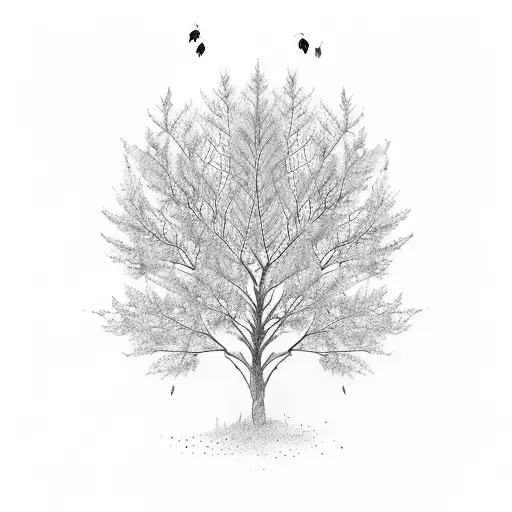 A beautiful autumn tree with leaves falling, incorporating the names 'Cooper' and 'Parker' in the branches tattoo design idea