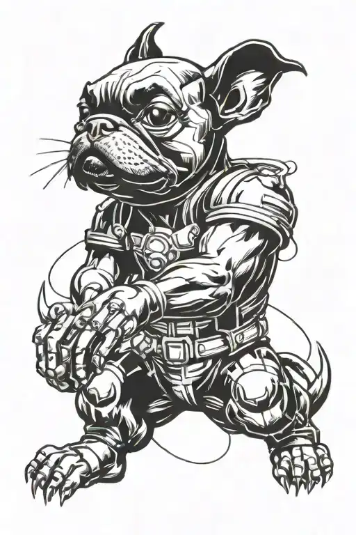 astro boy with a french bulldog tattoo design idea