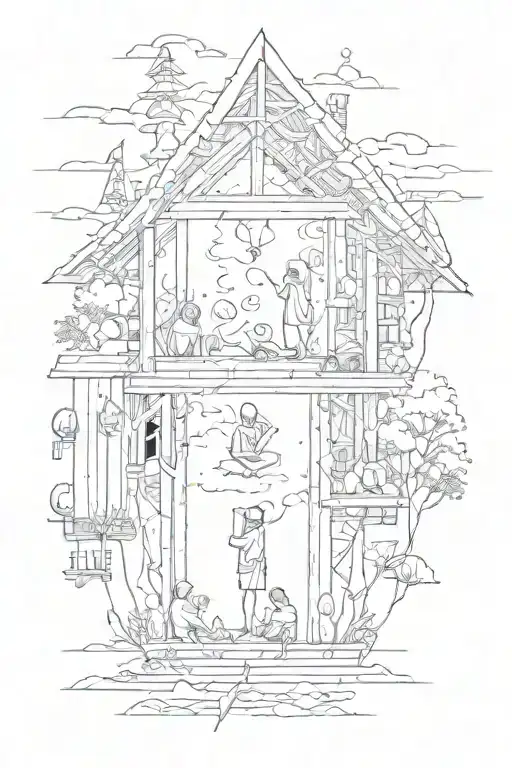 tattoo that illustrates the essence of continually remaining connected, abiding, being present, being in a shelter, endu tattoo design idea