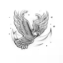 indian with eagle wings tattoo design idea