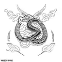 The mythical snake Vasuki wrapped around a trident tattoo design idea