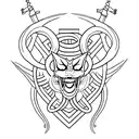 The mythical snake Vasuki wrapped around a trident tattoo design idea