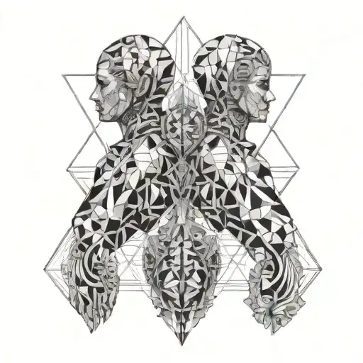 Two figures meeting: your current self and your potential self, symbolizing regret and missed potential on your last day tattoo design idea