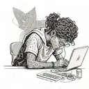 A software engineer coding with children from underprivileged communities tattoo design idea