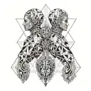 Two figures meeting: your current self and your potential self, symbolizing regret and missed potential on your last day tattoo design idea