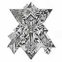 Two figures meeting: your current self and your potential self, symbolizing regret and missed potential on your last day tattoo design idea