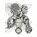 Two figures meeting: your current self and your potential self, symbolizing regret and missed potential on your last day tattoo design idea