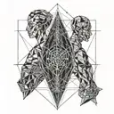 Two figures meeting: your current self and your potential self, symbolizing regret and missed potential on your last day tattoo design idea