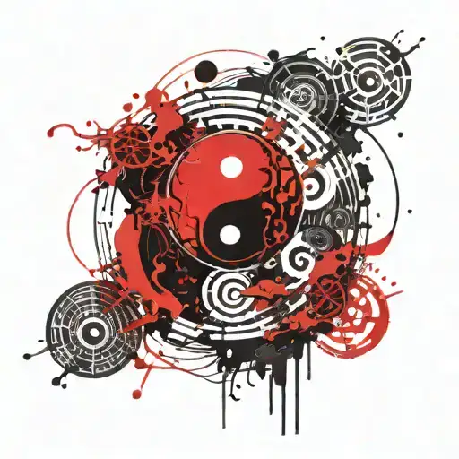 yin yang symbol integrated circuitry and electricity tattoo design idea