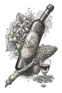 wine bottle, peanut shells  tattoo design idea