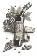 wine bottle, peanut shells  tattoo design idea