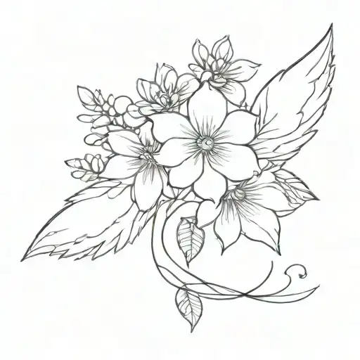 " attached to nothing, connected to everything" , fine line, minimalistic, wings, flowers tattoo design idea