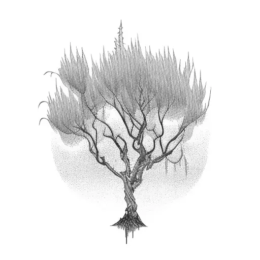 weeping willow tree tattoo design idea
