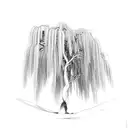 weeping willow tree tattoo design idea