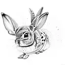 ladybug, bunny, larkspur, holly tattoo design idea