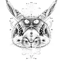 ladybug, bunny, larkspur, holly tattoo design idea