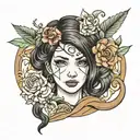 girl with dark brown hair tattoo design idea