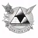 A surreal fusion of Pink Floyd's iconic prism from 'Dark Side of the Moon' album cover and the Liverpool FC logo, symbolizing the client's love for both tattoo design idea