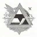 A surreal fusion of Pink Floyd's iconic prism from 'Dark Side of the Moon' album cover and the Liverpool FC logo, symbolizing the client's love for both tattoo design idea