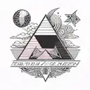 A surreal fusion of Pink Floyd's iconic prism from 'Dark Side of the Moon' album cover and the Liverpool FC logo, symbolizing the client's love for both tattoo design idea