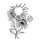 Dainty Dandelion with stem tattoo design idea