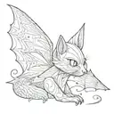 black cat bat wings tattoo design idea