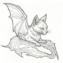 black cat bat wings tattoo design idea