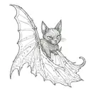 black cat bat wings tattoo design idea