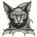 black cat bat wings tattoo design idea