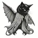 black cat bat wings tattoo design idea