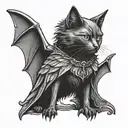 black cat bat wings tattoo design idea