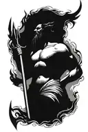 Poseidon holding a trident tattoo design idea