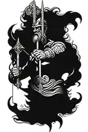 Poseidon holding a trident tattoo design idea