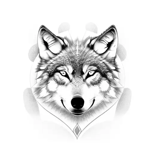 nordic wolf circle tattoo design idea
