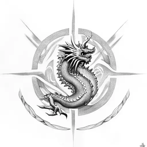 nordic dragon circle tattoo design idea