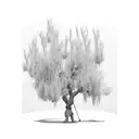 willow tree and swing with child swinging over pond tattoo design idea