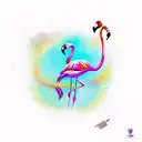 A vibrant and colorful tattoo of a flamingo dancing on a tropical island of the Bahamas tattoo design idea