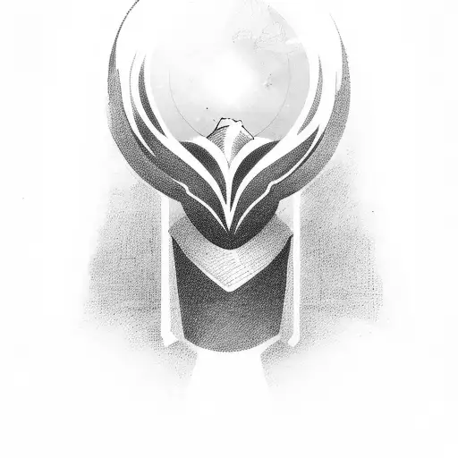 faceless suited man with a broken halo tattoo design idea