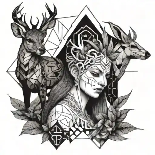 the earth goddess whit bambi and Itamar tattoo design idea