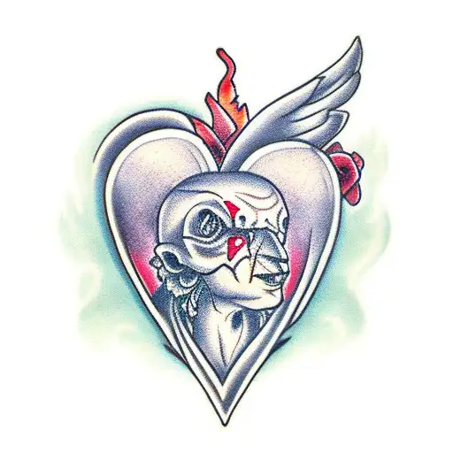 Broken heart with writing Merlin tattoo design idea