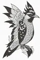 phoenix hoopoe fine lines tattoo design idea
