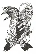 phoenix hoopoe fine lines tattoo design idea