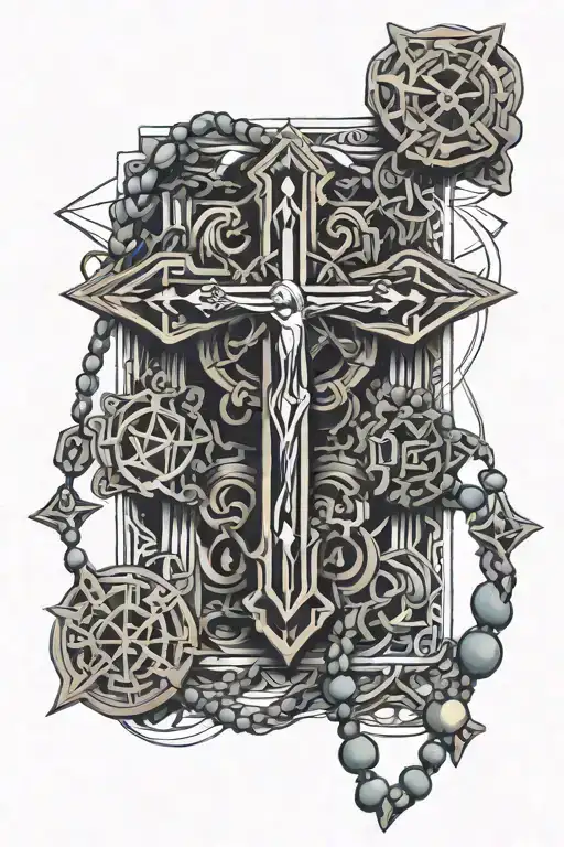 Rosary beads intertwined tattoo design idea