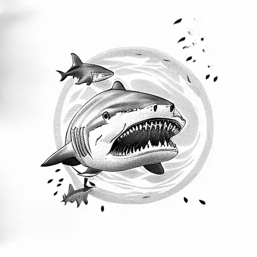 shark swimming in a glacier tattoo design idea
