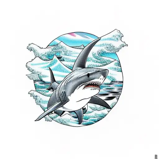 shark swimming in a glacier tattoo design idea