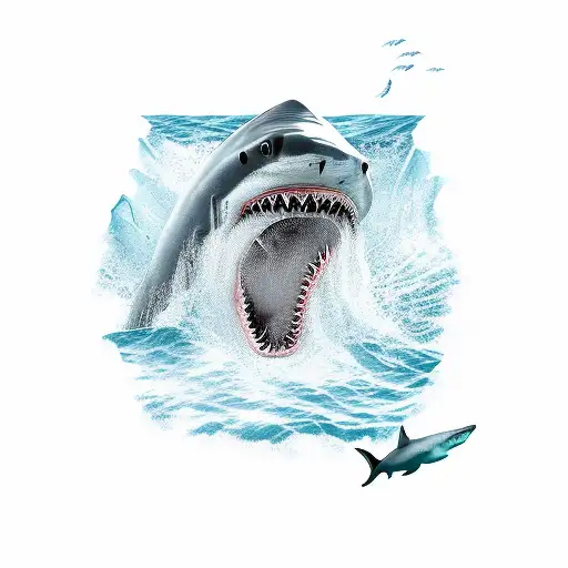 shark swimming in a glacier tattoo design idea